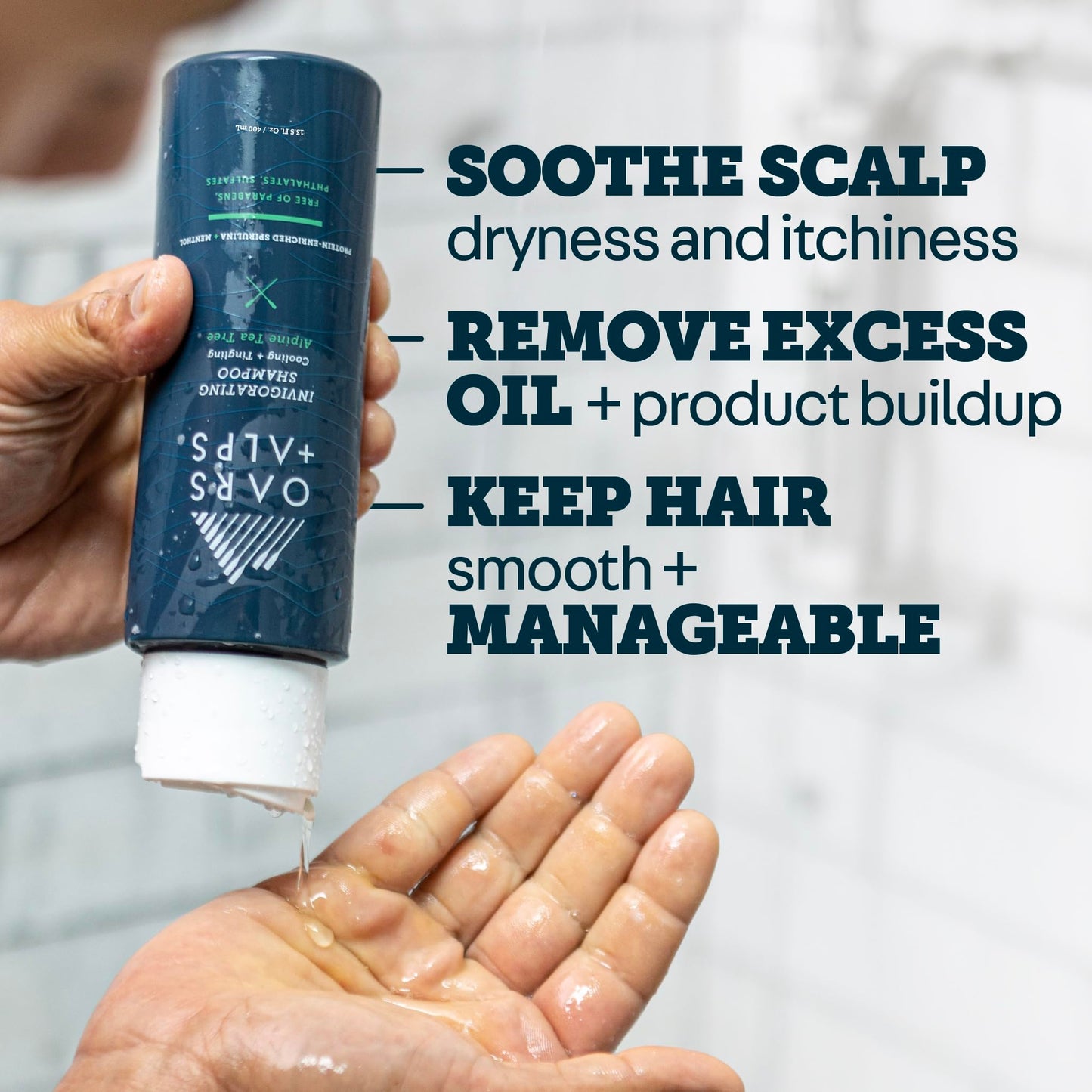 Oars + Alps Men's Sulfate Free Hair Shampoo for Men & Women, Shampoo for Hair Infused with Witch Hazel and Tea Tree Oil, Nourishing & Moisturizing, Paraben & Sulfate Free, Alpine Tea Tree, 13.5oz