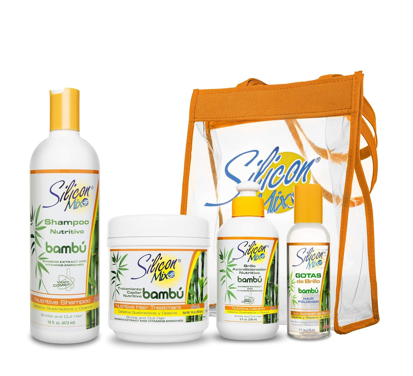 Silicon Mix Bambu Hair Care Set - 4 Pieces Shampoo, Treatment, Leave-In & Polisher