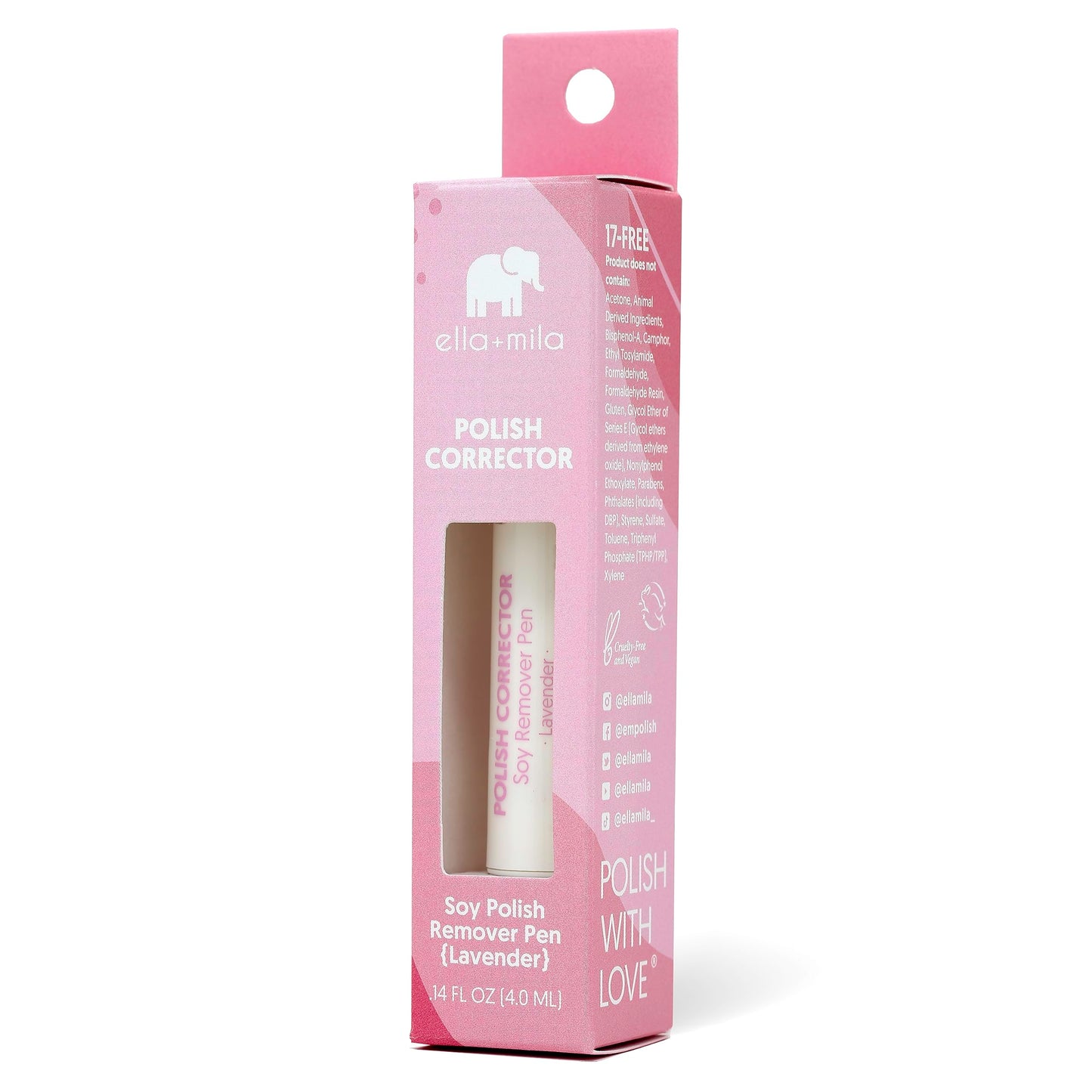 ella+mila Soy Nail Polish Remover Pen - Non-Acetone with Lavender Oil