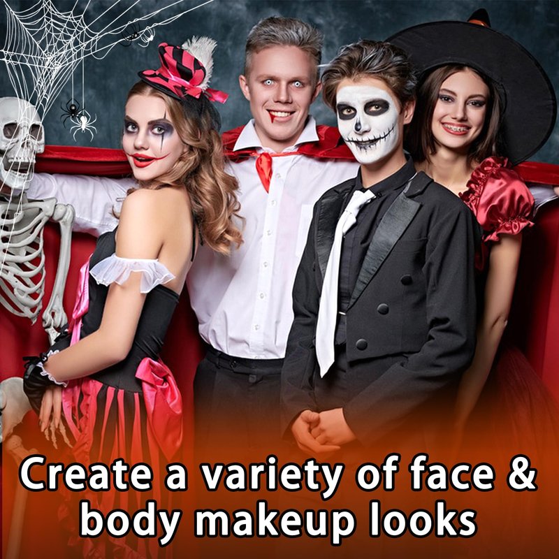 EBaokuup 3 Set Black White Red Face body Paint,3 Colors Clown Makeup Kit with Sponge and Brush,Joker Face Body Paint for Halloween Cosplay,Special Effect Makeup and Costume-Themed Party