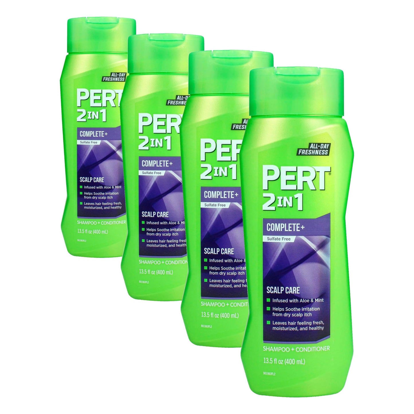 Pert 2 in 1 Complete Plus Scalp Care Shampoo and Conditioner - Itchy Scalp Treatment - Sulfate Free Shampoo and Conditioner for Healthy Hair - 13.5 oz (Pack of 4)