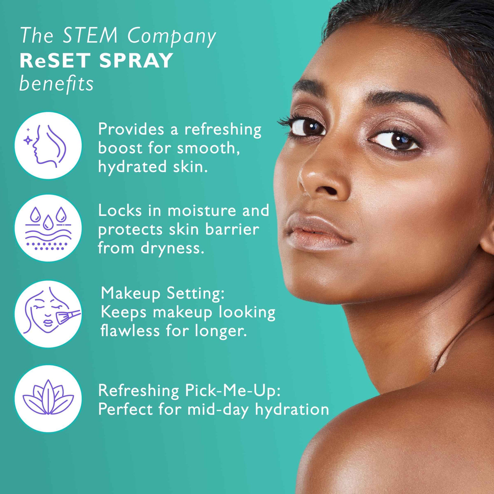 STEM Natural Intelligence ReSet Moisturizing Facial Spray, Setting Spray for Makeup, Makeup Setting Spray for Luxury Skin Care, Face Moisturizer for Women, Finishing Spray for Makeup, 1 oz