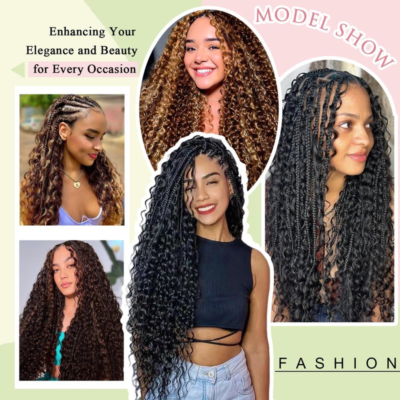 Boho Braids Human Hair for Braiding 110g 22 Inch 12A Deep Water Wave Bulk Human Braiding Hair for Boho Braids Knotless Highligts Wet and Wavy Virgin Extensions Bohemian No Weft Curly 3 Bundles P4/30