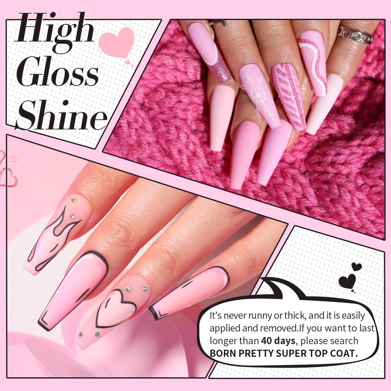 Born Pretty Pink Gel Nail Polish Set 6 Colors Valentine's Day Sweet Lovely Nude Pink White Colors Nail Art DIY Manicure Salon Home 7ML