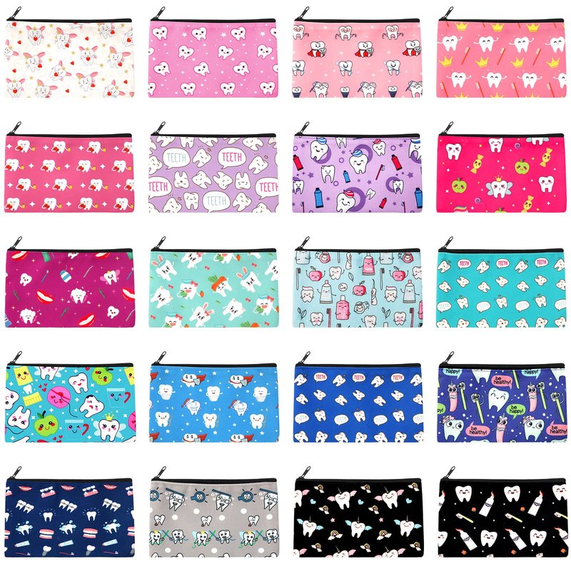 Potchen 20 Pieces Dental Cosmetic Teeth Makeup Bags Nurse Gift Bag Dental Assistant Accessories Travel Cute Pouch Organizer for Dentist Women Nurses Day Graduation Birthday
