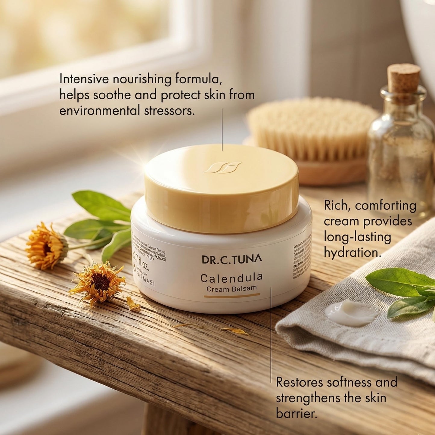 FARMASi Dr. C. Tuna Calendula Cream Balsam, Dry Sensitive Skin, 2.7 fl oz