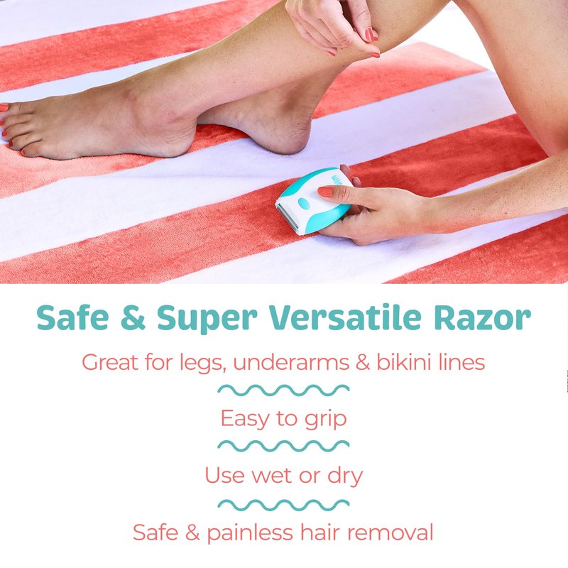 PalmPerfect Electric Shaver for Women – Bi-Directional Triple Blade Razor for Legs, Underarms & Bikini Line – Wet/Dry Portable Shaver with Non-Slip Rubber Grip – Battery Powered