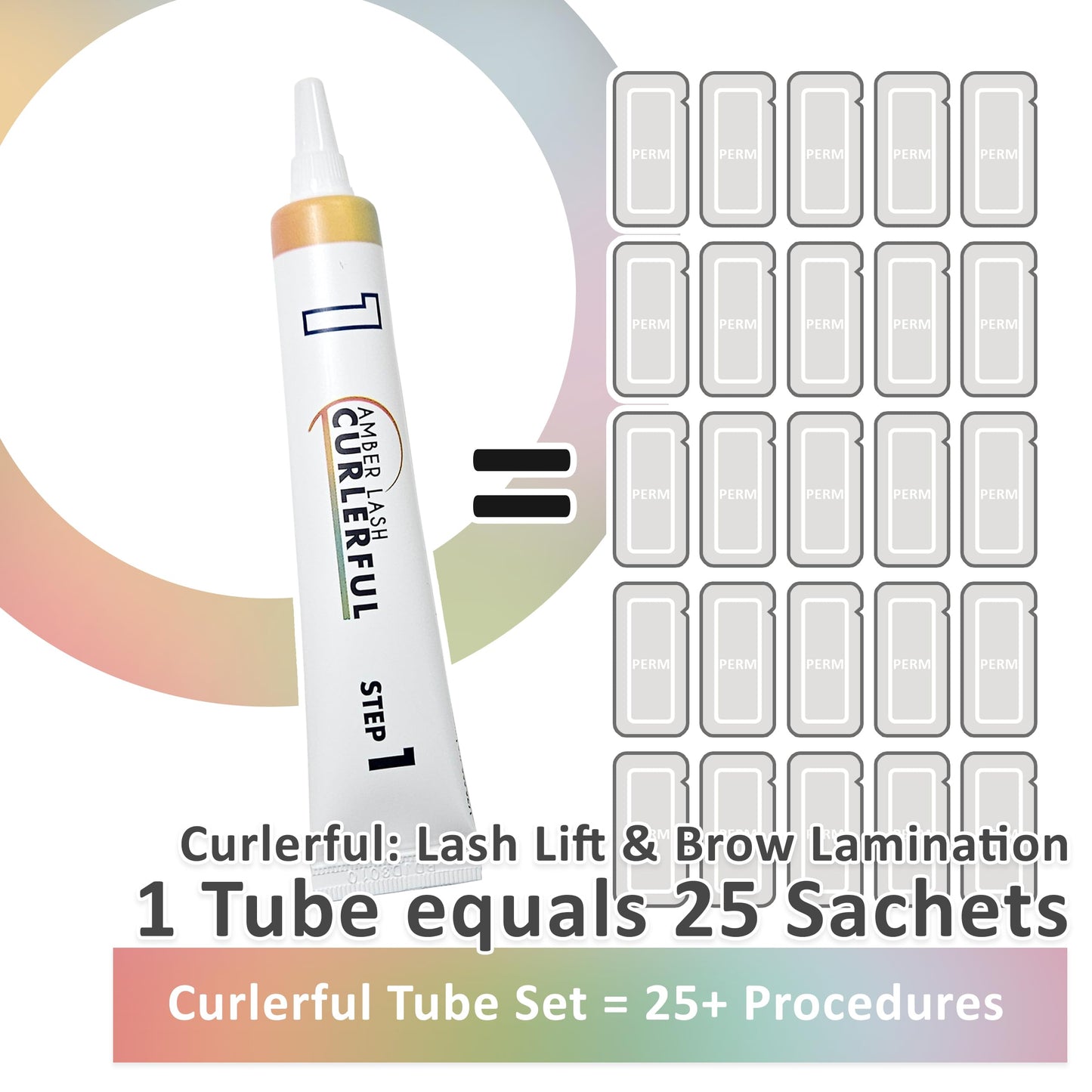 Amber Lash Curlerful, Brow Lamination Tube Set, For Professional Brow Perm, Step 1 & Step 2, 20 ml / 0.67 floz each