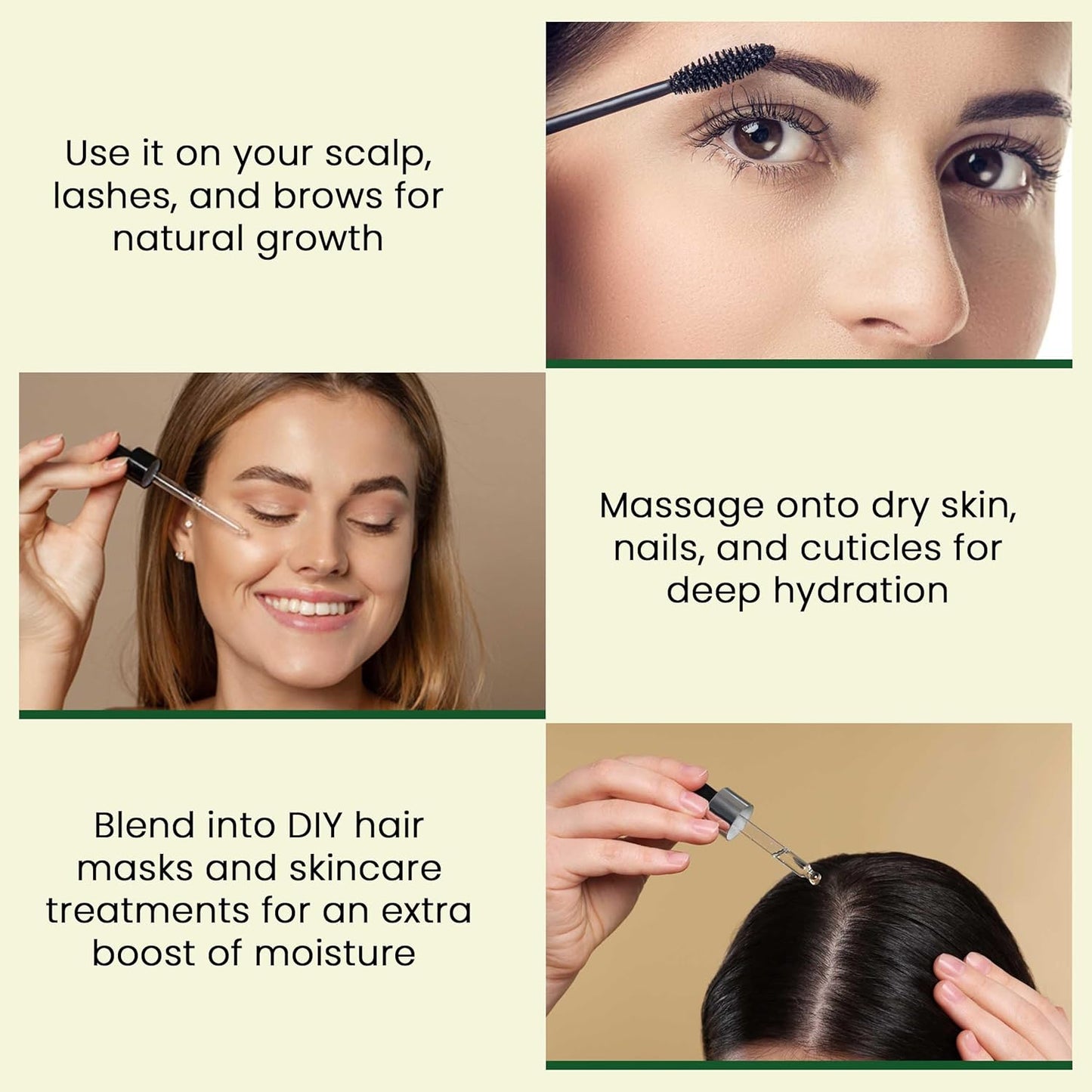 Pure Castor Oil - Cold Pressed 100% Natural Oil for Hair Growth, Skin & Nails | 10oz with Dual Mascara & Dropper