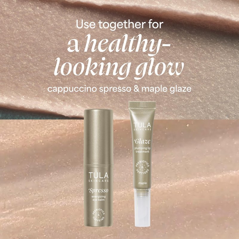 TULA Skin Care Spresso Energizing Eye Balm, Gold Glow - Energizing & Hydrating Caffeine Under Eye Treatment for Dark Circles, Portable and Perfect to Use On-the-go, 0.35 oz.