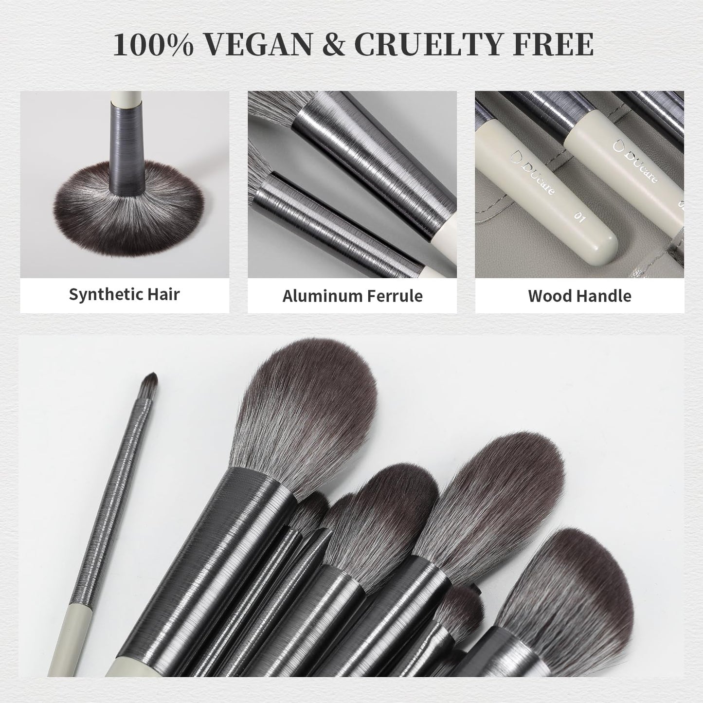 DUcare Professional Makeup Brush Set 22Pcs with Travel Case Synthetic Kabuki Foundation Brush, Face Powder Brush, Blush Brush, Concealer Brush, Eyeshadow Brushes