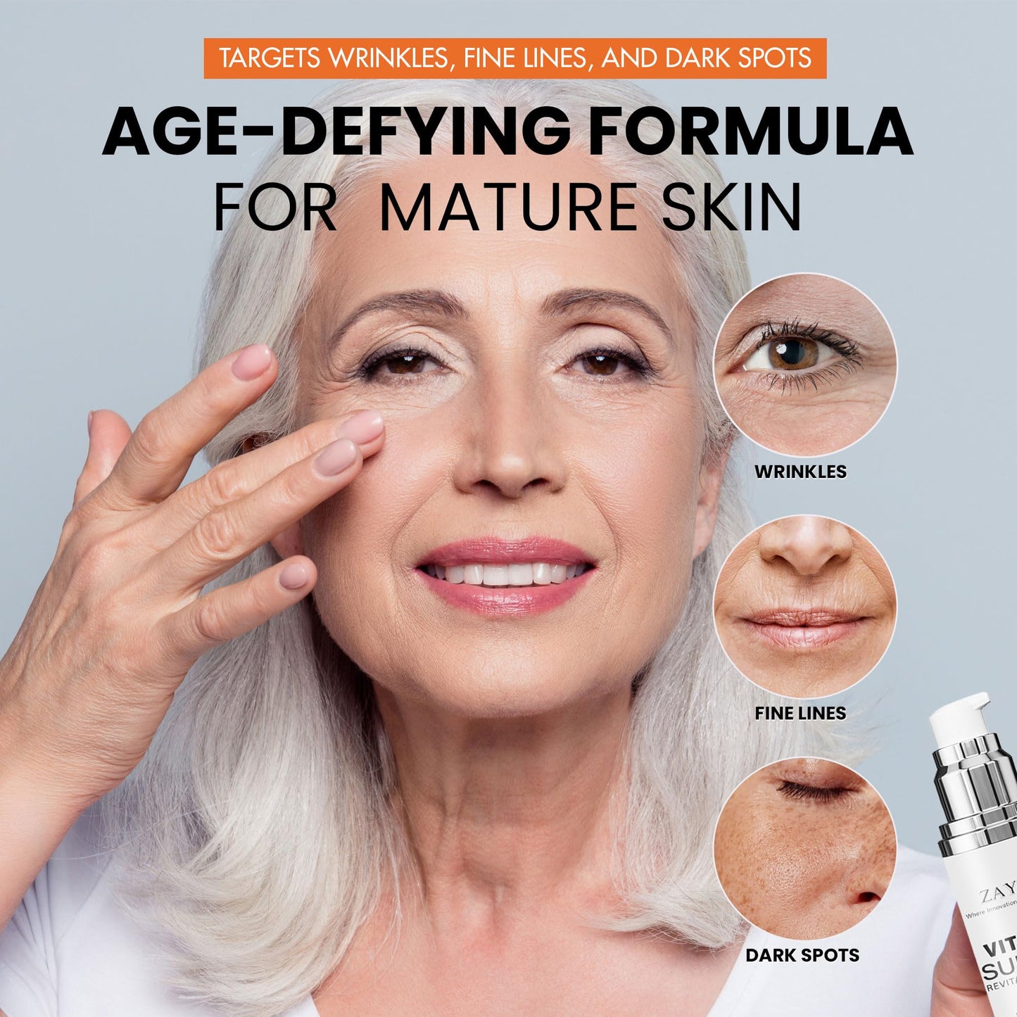 Super Vitamin C Face Serum for Mature Skin: Hydrating Brightening Formula - Vitamin C, Hyaluronic Acid, Vitamin E, Caffeine - Face Lift Serum for Wrinkles, Dark Spots - 1.7 fl. oz.