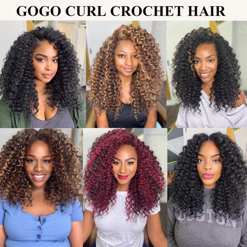 GoGo Curl Crochet Hair for Women 12 Inch Curly Crochet Hair Water Wave Curly Crochet Braids for Women 7 Packs Ombre Brown Deep Wave Braiding Hair Extensions (12 Inch, 1B/4/30)