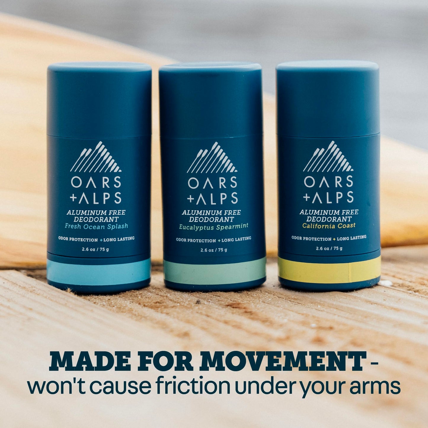 Oars + Alps Aluminum Free Deodorant for Men | Long Lasting Odor Protection, Clear & Free of White Residue, Anti-Chafing Smooth Glide, Dermatologist Tested, Variety Pack 3pk, 2.6oz