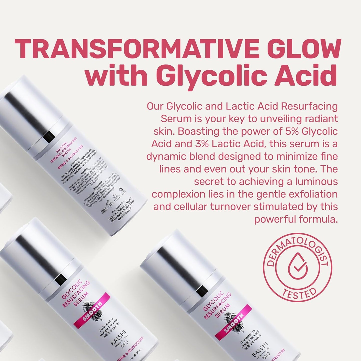Glycolic & Lactic Acid Resurfacing Serum - 5% Glycolic + 3% Lactic Acid, Aloe & Witch Hazel | 1oz Moisturizing Face Serum
