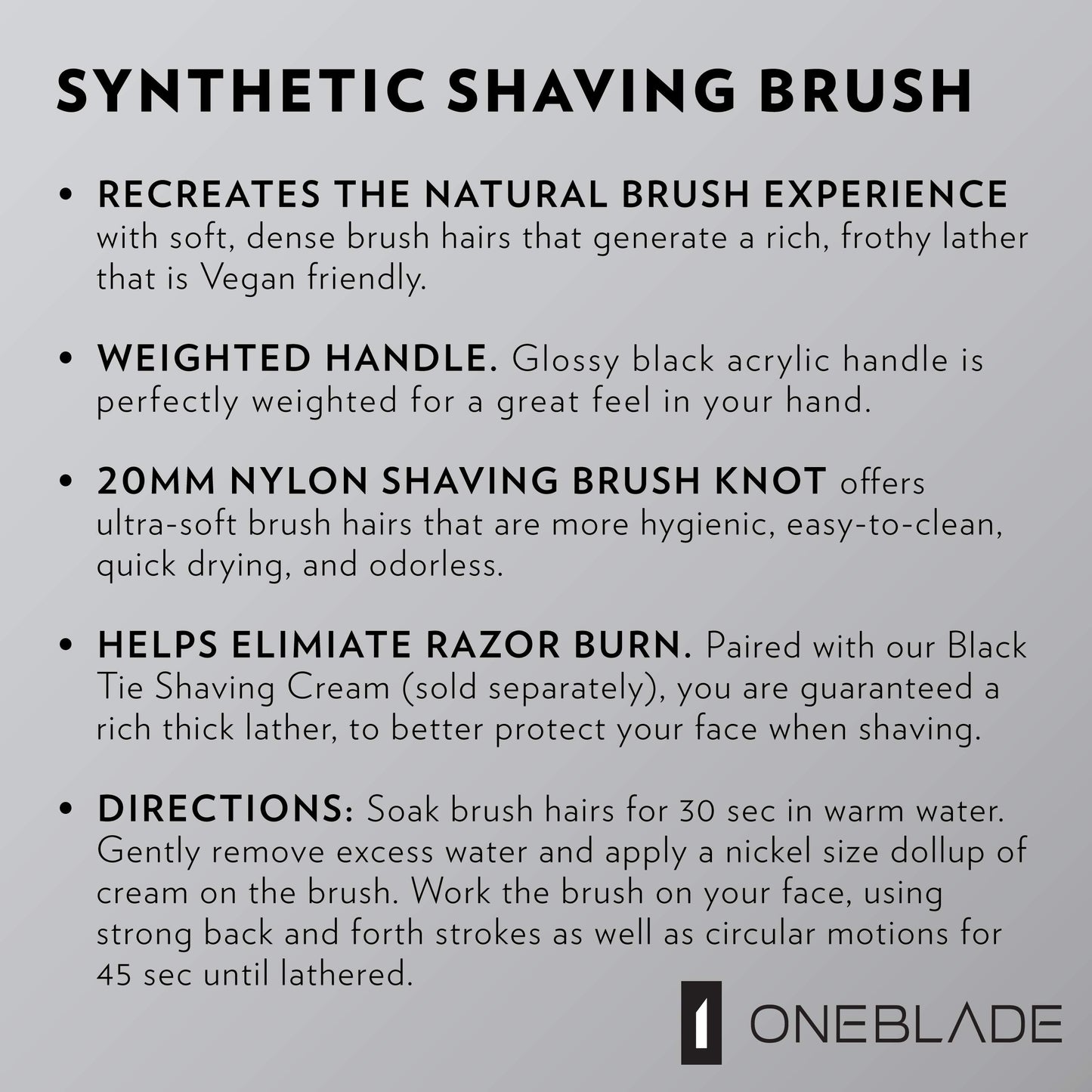 Synthetic Shaving Brush with 20mm Knot by OneBlade