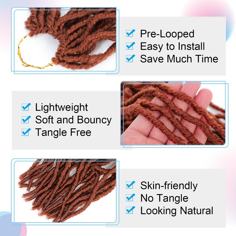 24 Inch Soft Locs Crochet Hair 8 Packs Pre Looped Faux Locs Crochet Braids Goddess Locs Hair For Black Women（24Inch 8pcs,4#）