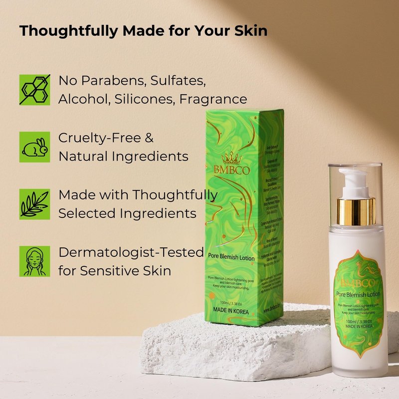BMBCO Lightweight Moisturizing Lotion – Fast-Absorbing Face Lotion for Blemish & Dark Spot Care, Pore Minimizer & Skin Soothing Formula Emulsion