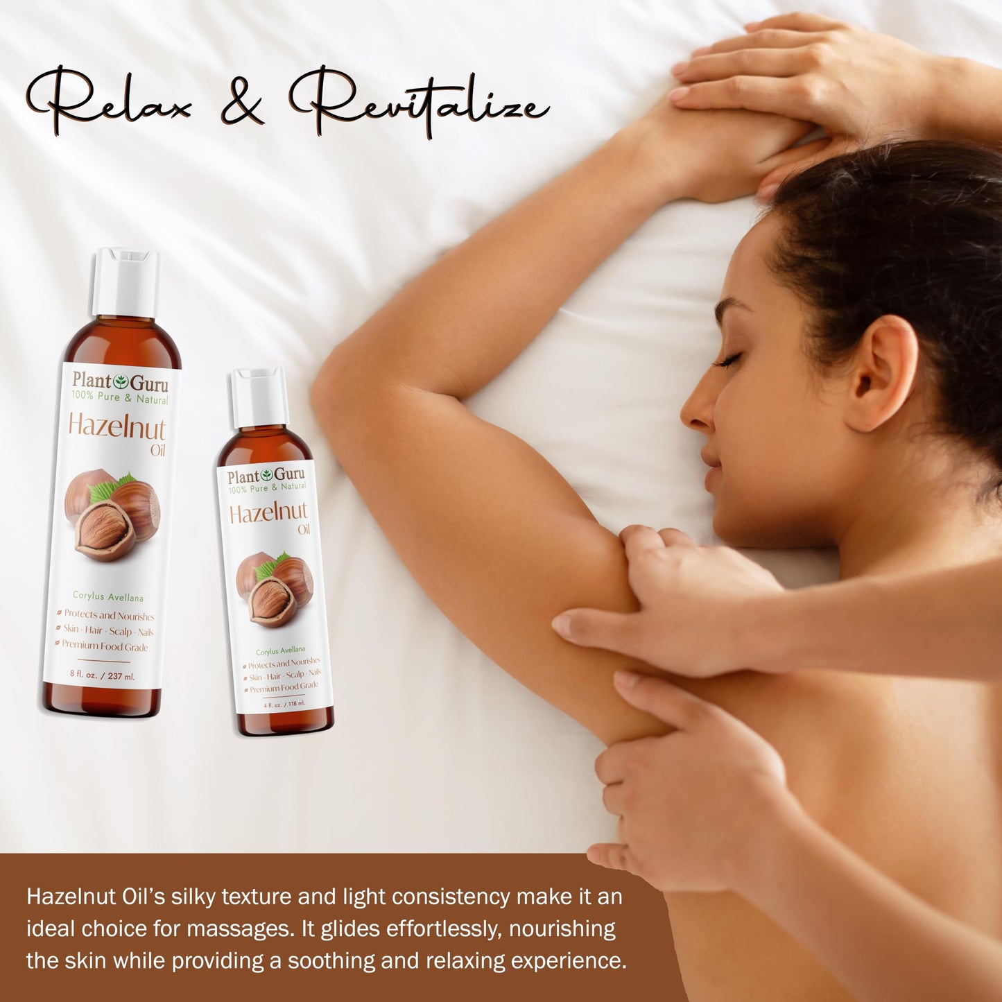 Hazelnut Oil 32 fl. oz. Cold Pressed 100% Pure Natural Carrier - Skin, Face, Body And Hair Growth Moisturizer. Great For DYI Cream, Lotions and Lip balm.