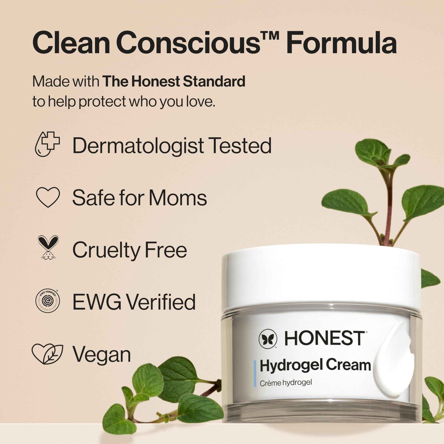 Honest Beauty Hydrogel Cream with Hyaluronic Acid | Lightweight, Moisturizing Water Cream | Gentle for Sensitive Skin, Fragrance Free, Vegan | 1.7 fl oz