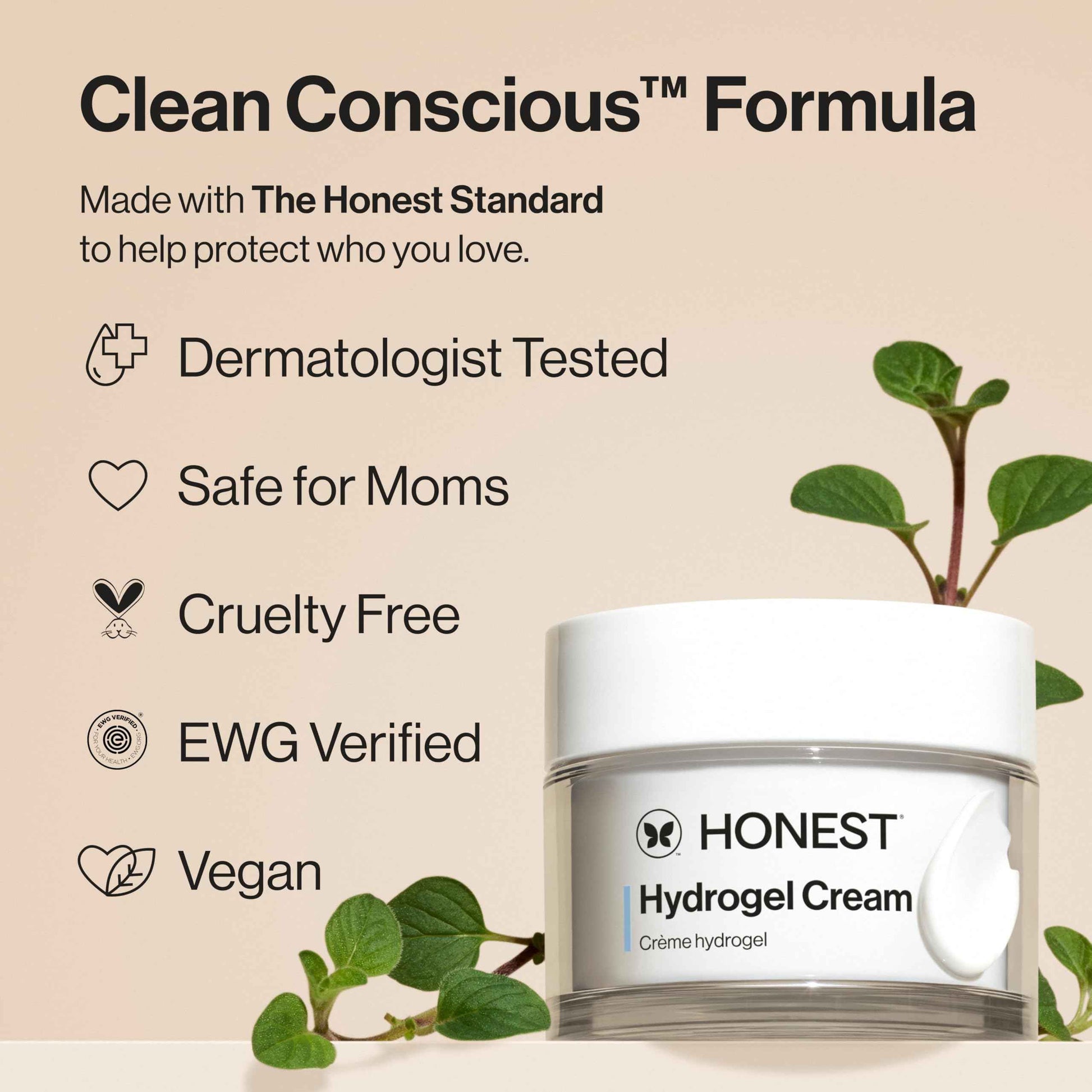 Honest Beauty Hydrogel Cream with Hyaluronic Acid | Lightweight, Moisturizing Water Cream | Gentle for Sensitive Skin, Fragrance Free, Vegan | 1.7 fl oz