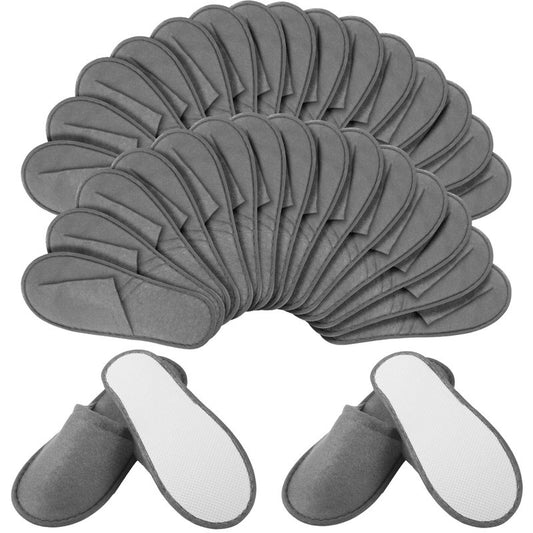 Geyoga 30 Pairs Disposable Spa Slippers for Guest Non Slip House Hotel Closed Toe Indoor Slipper for Men Women Home Wedding Travel, 2 Size(Gray)