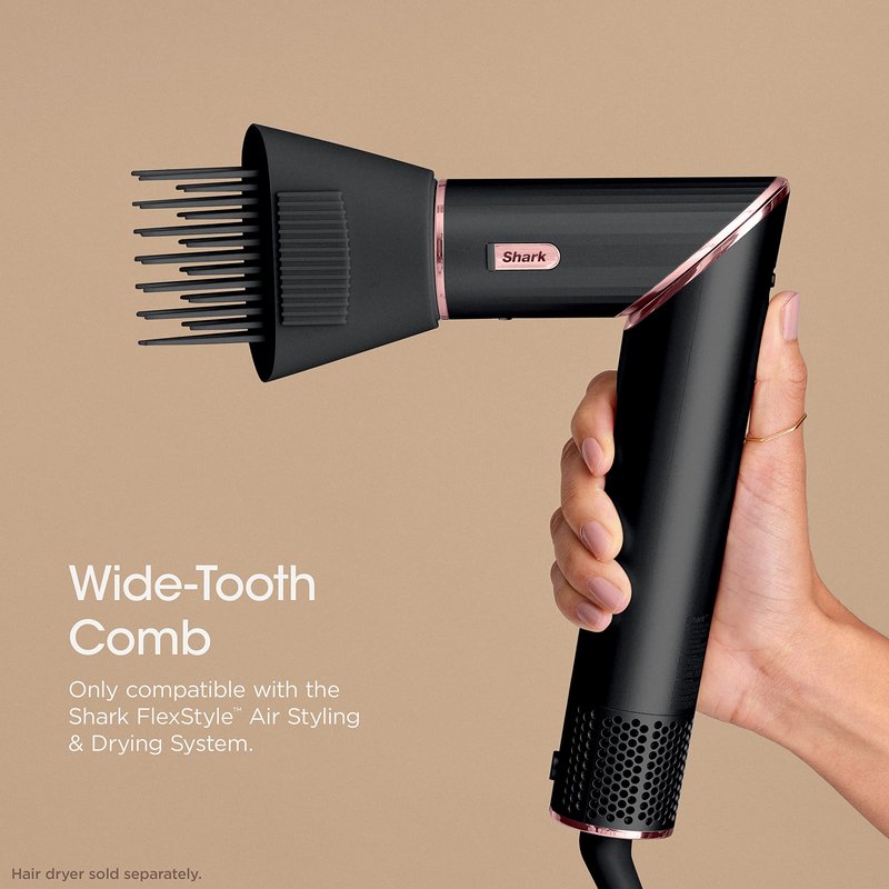 Shark XSKHD4WTCB FlexStyle Wide Tooth Comb, Blow Dryer Comb Attachment for HD400 Series, FlexStyle Air Styling & Drying System, Styling Tool, for Curly and Coily Hair, Black