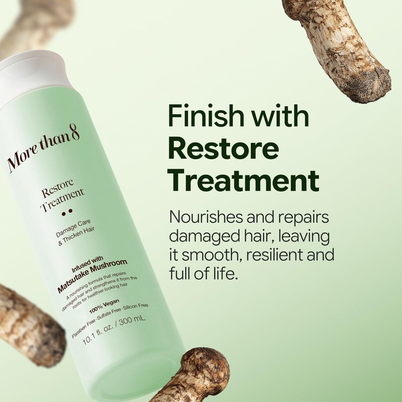 Morethan8 Restore Conditioner – Anti Hair Loss and Hair Growth – Strengthen and Repair with Matsutake Mushroom – 100% Vegan, Paraben-Free, Sulfate-Free, Silicone-Free – 10.1 Oz