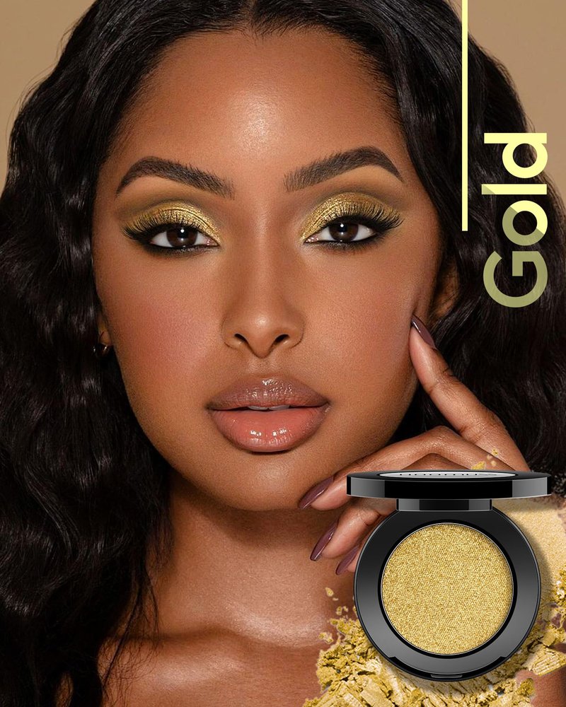 HOOMUSS Gold Eyeshadow Single Handmade Pressed Eyeshadow Palette Long Lasting With No Creasing, Intense Color Pigmented Gold Eye Shadow-1Gold