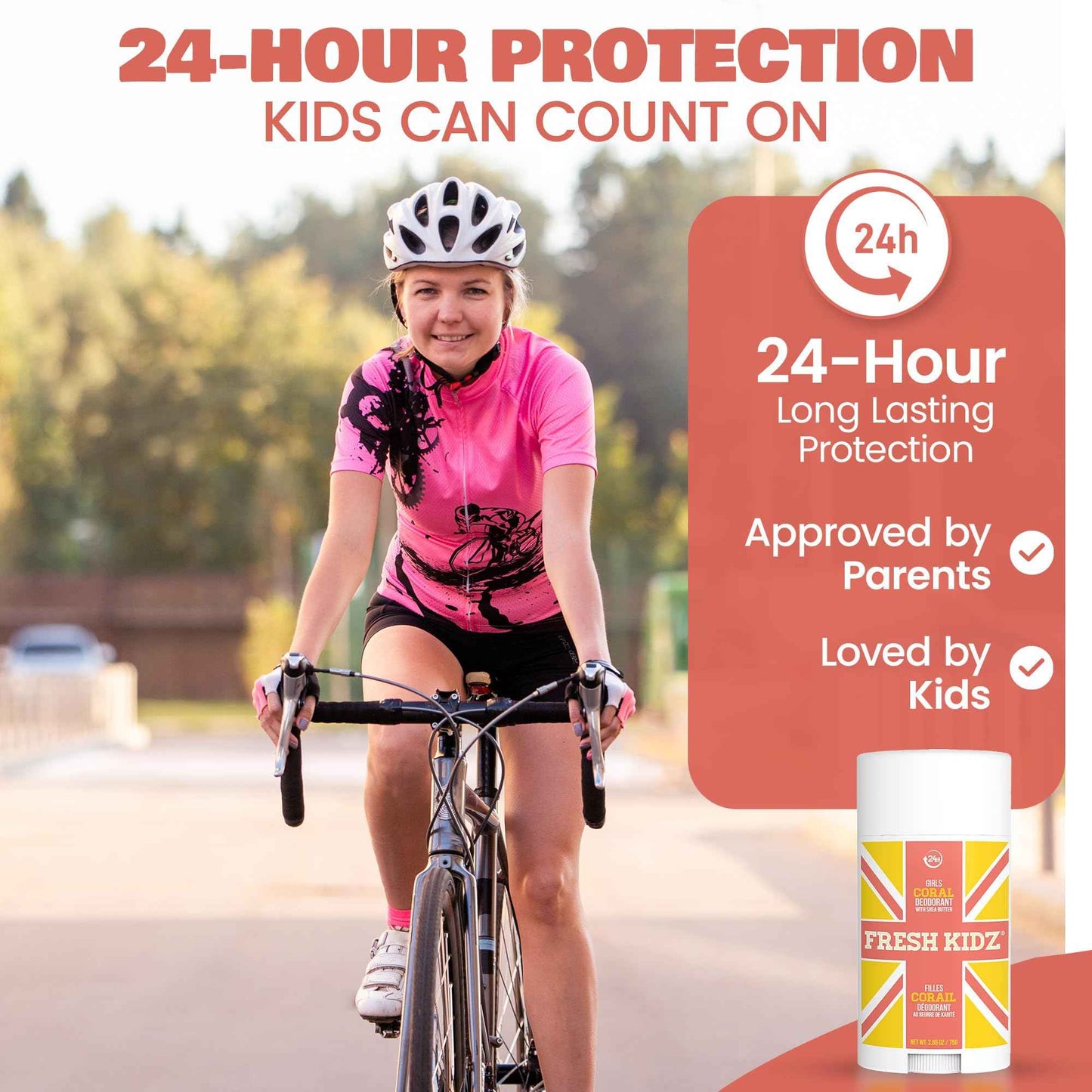 Fresh Kidz Body Wash 16.9 fl.oz. and Stick Deodorant 2.65 oz for Kids and Teens - Girls "Coral" Set