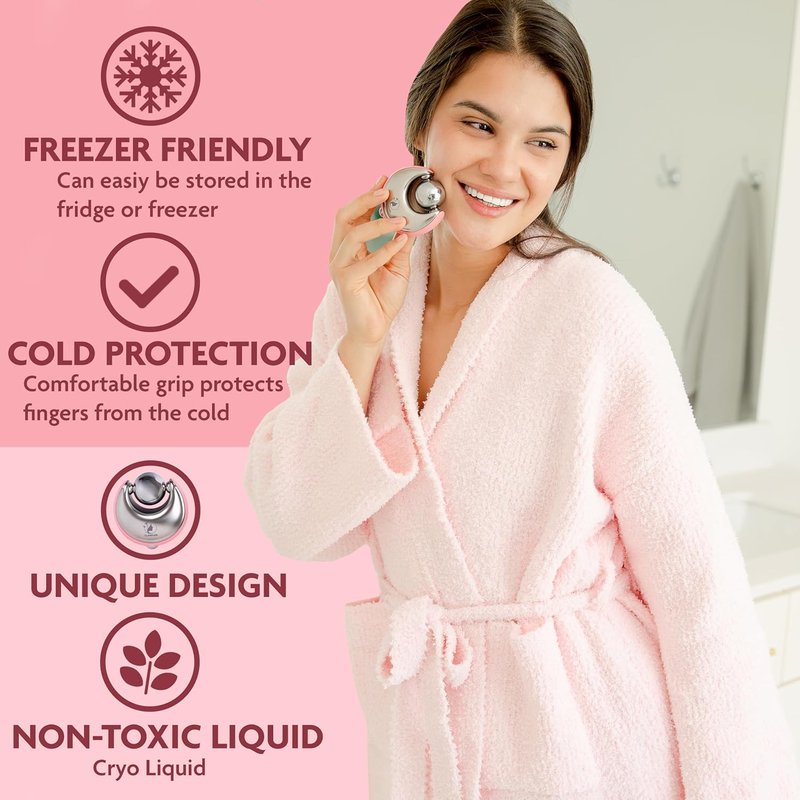 Cryo-Infused Ice Roller for Face - Ergonomic Facial Massager for Eyes, Cheeks, Neck | Pack of 2