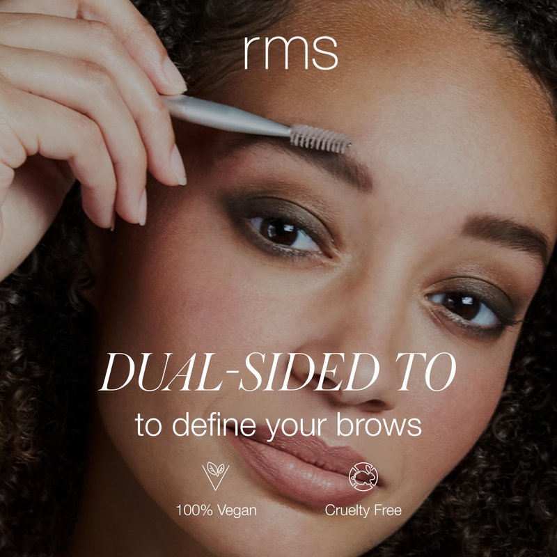 RMS Beauty Back2Brow Brush - Vegan Synthetic Fiber Eyebrow Makeup Brush with Spoolie Cruelty Free Clean Beauty Makeup Tools
