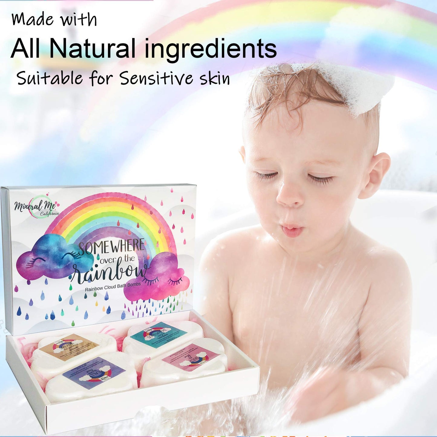 Bath Bombs for Kids - Organic Magic Rainbow Bubble Bath Bombs w/Moisturizing Shea Butter and Natural Oils, 4 Large Unicorn Cloud BathBombs, Birthday Gift for Her, Girlfriend, Wife, Teen Girls