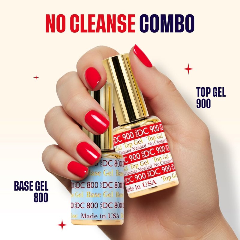 DND Gel Polish Set - UV/LED Base & No Cleanse Top Coat Duo | 0.5 Fl Oz Each
