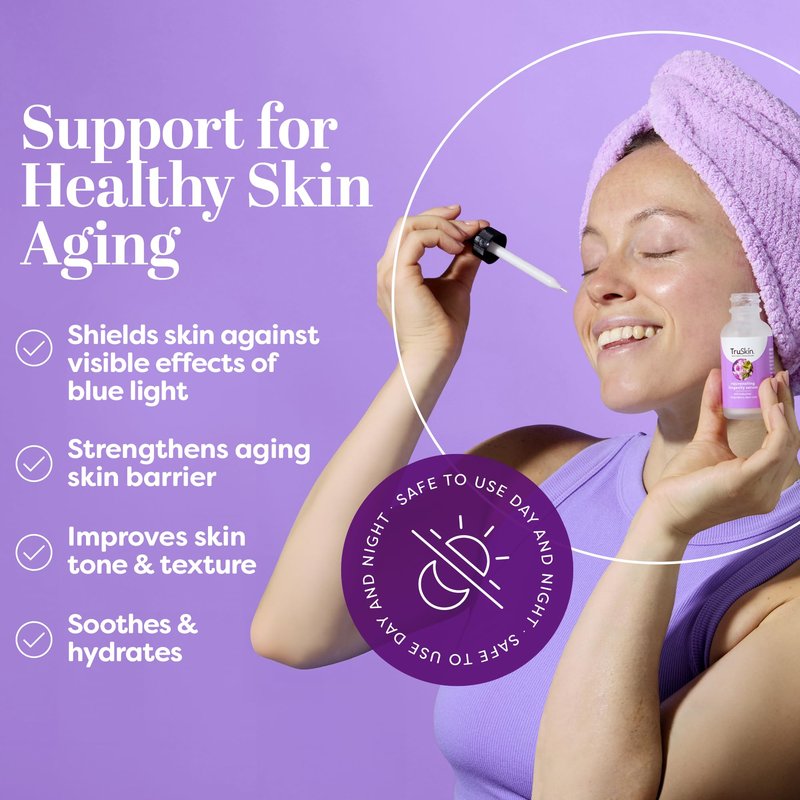 TruSkin Longevity Bakuchiol Serum - Rejuvenating Face Serum with Lingonberry Stem Cells & Snow Algae - Healthy Aging Gentle Retinol Alternative - Improves Appearance of Wrinkles, 1 fl oz
