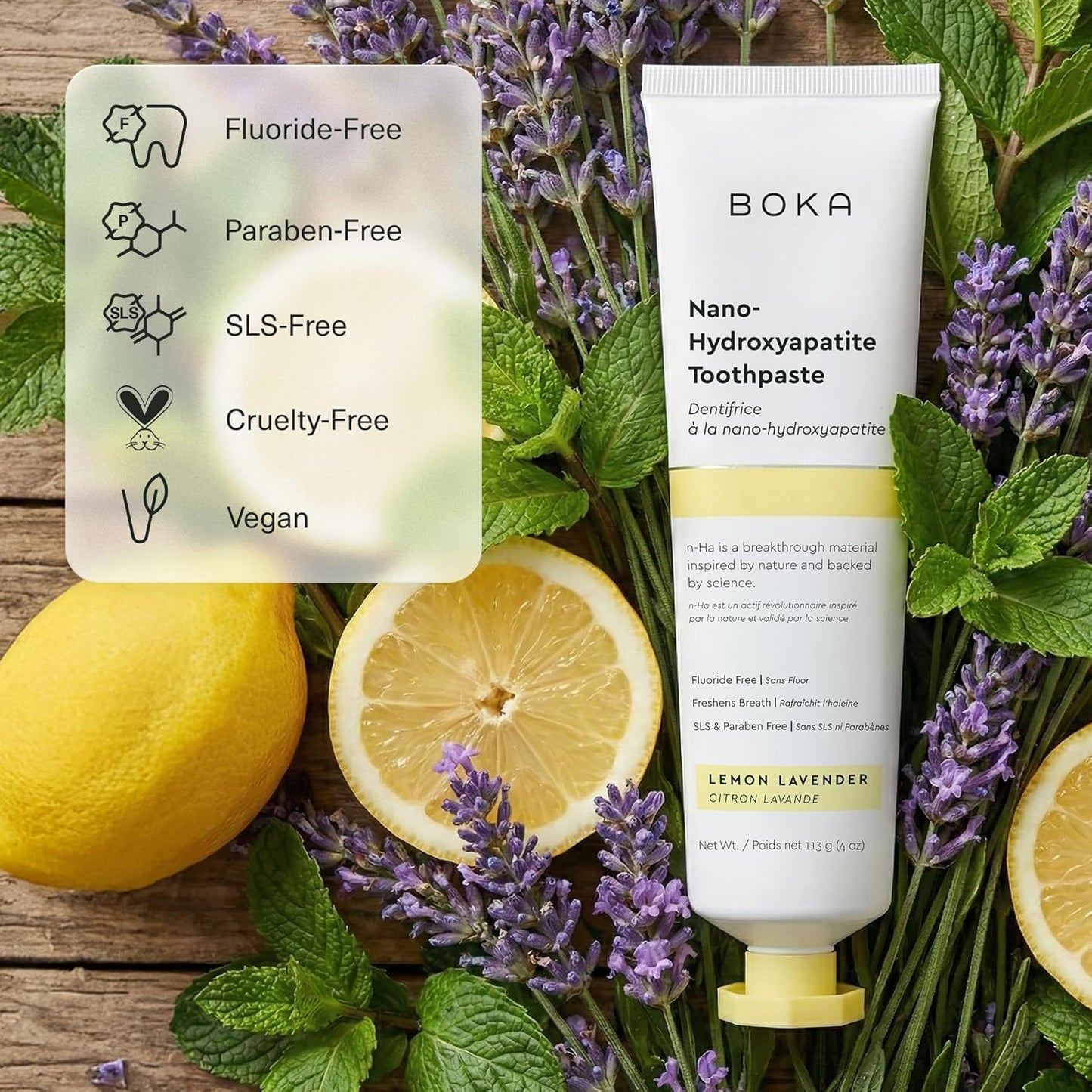 Fluoride Free Toothpaste | Nano Hydroxyapatite for Sensitive Teeth - Lemon Lavender Flavor, 4 Fl Oz