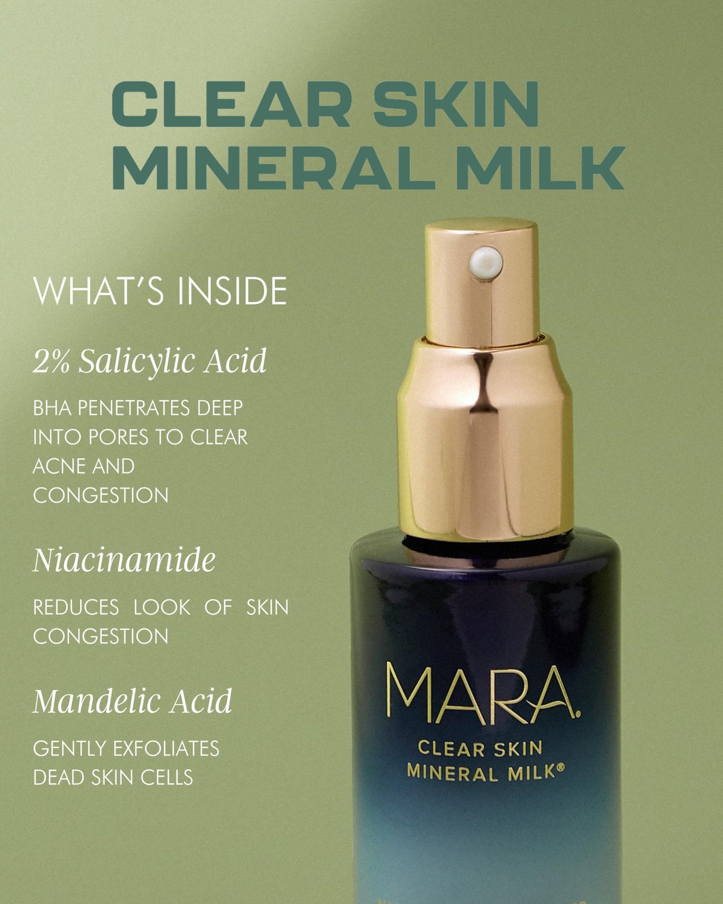 MARA Clear Skin Mineral Milk - 2% Salicylic Acid BHA Acne Treatment (1 oz)