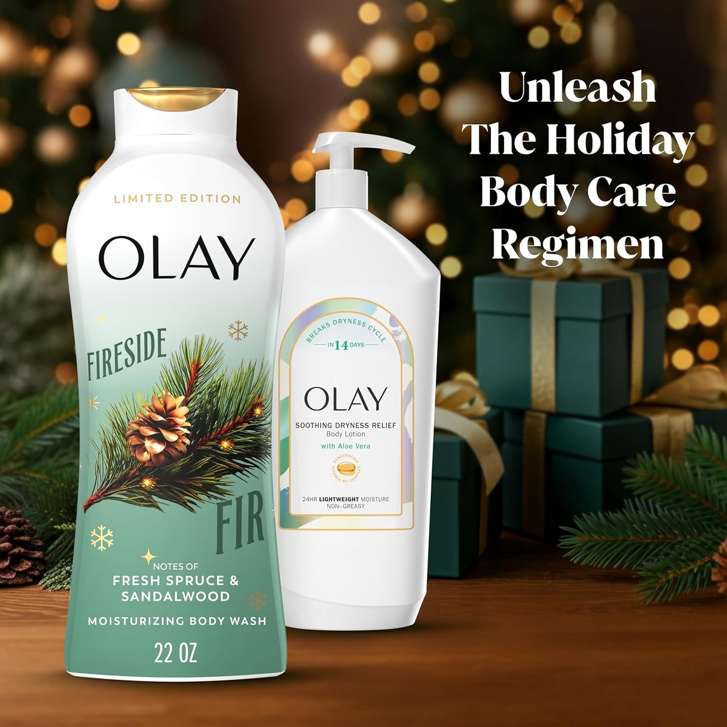 Olay Body Wash for Women - Hydrating Plant-Based Cleanser with B3 Complex | Fireside Fir & Sandalwood Scent, 22 fl oz