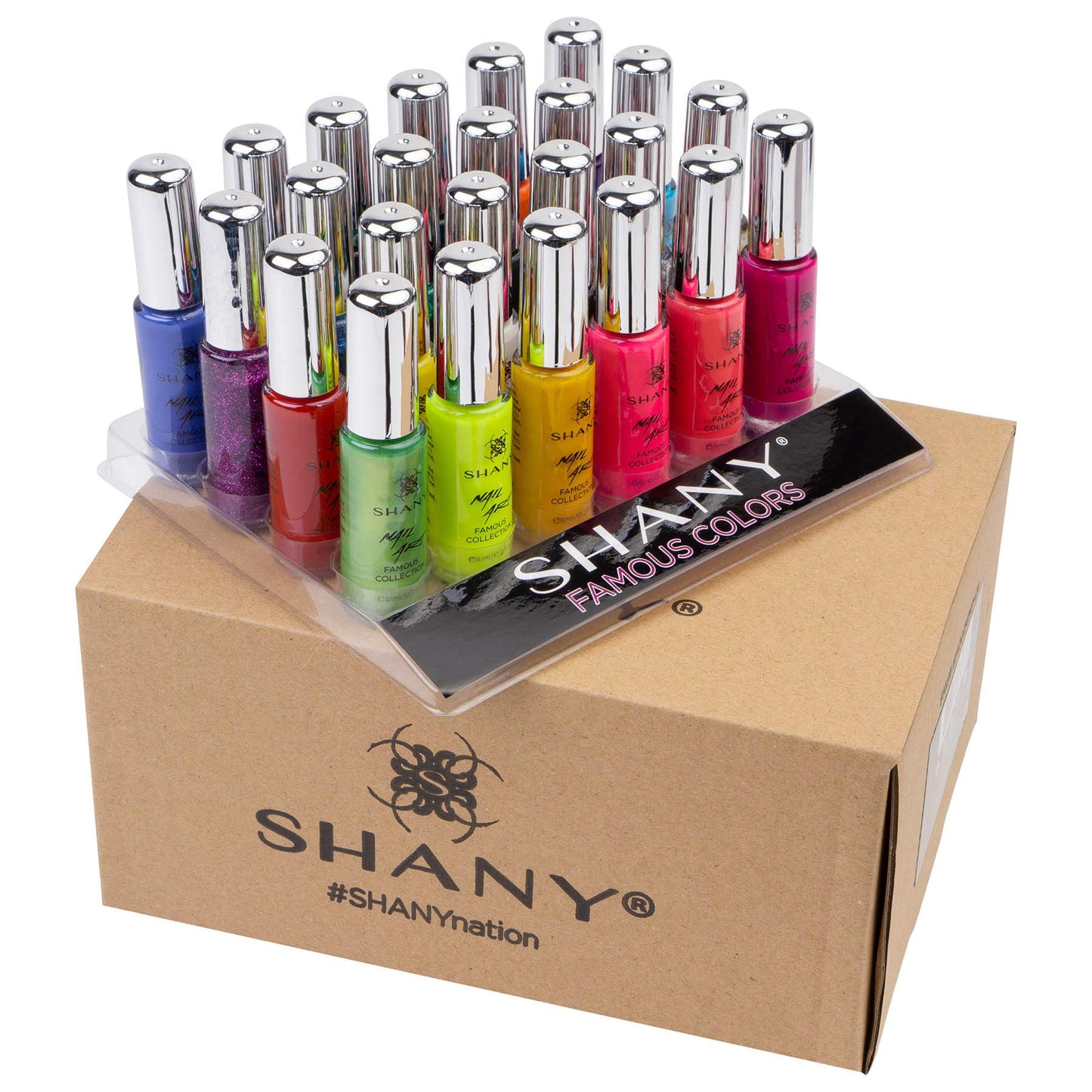 SHANY Nail Art Set Nail Polish - Glitter, Metallic, Pearls, Neon and Matte Nail Lacquer NailArt Drawing Decoration Set With Built-in Thin Nails Brush - 24 Famous Colors Nail Varnish Bulk