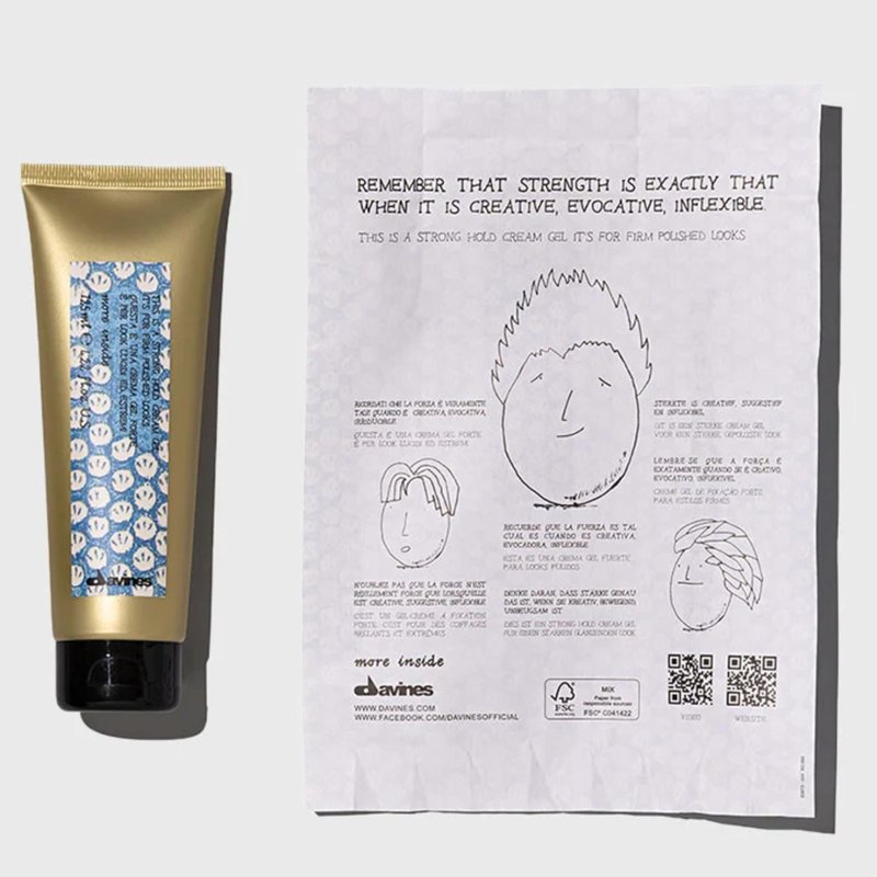 Davines This Is A Strong Hold Cream Gel, Strong Hold Definition & Structure - Cream-Gel Hybrid for Wet Looks - Quick Drying & Residue Free, 4.23 Fl Oz