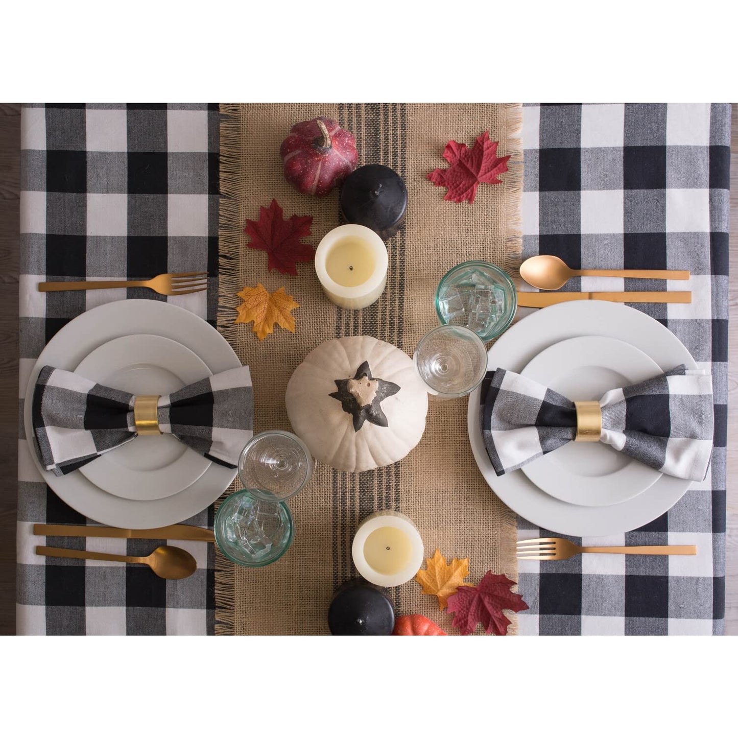 DII Jute Burlap Collection Kitchen Tabletop, Table Runner, 14x72, Middle Stripe Gray