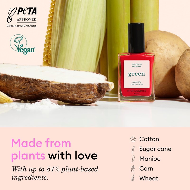 Manucurist Green Quick Dry Nail Polish Hortencia - Sheer Pale Light Pink Nail Polish - 9-Free, Plant-Based and Vegan - Non Toxic - Natural Classic - Nails Care - Manicure - Made in France - 0.5 fl oz