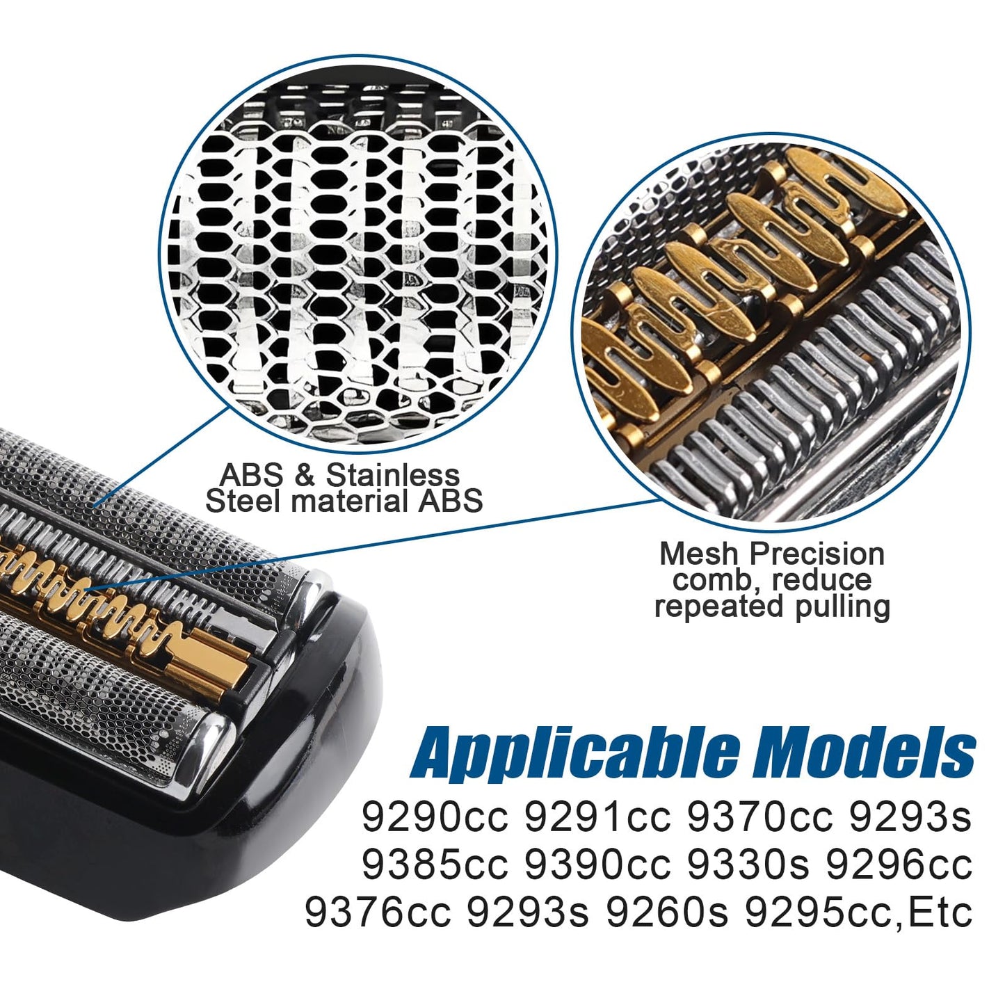 92B Series 9 Electric Shaver Replacement Head Accessories for Braun S9 Foil & Cutter Razor Heads – Foil & Cutter for S9 9290cc/9370cc/9390cc, Close Shave & Hypoallergenic, Wet/Dry Use