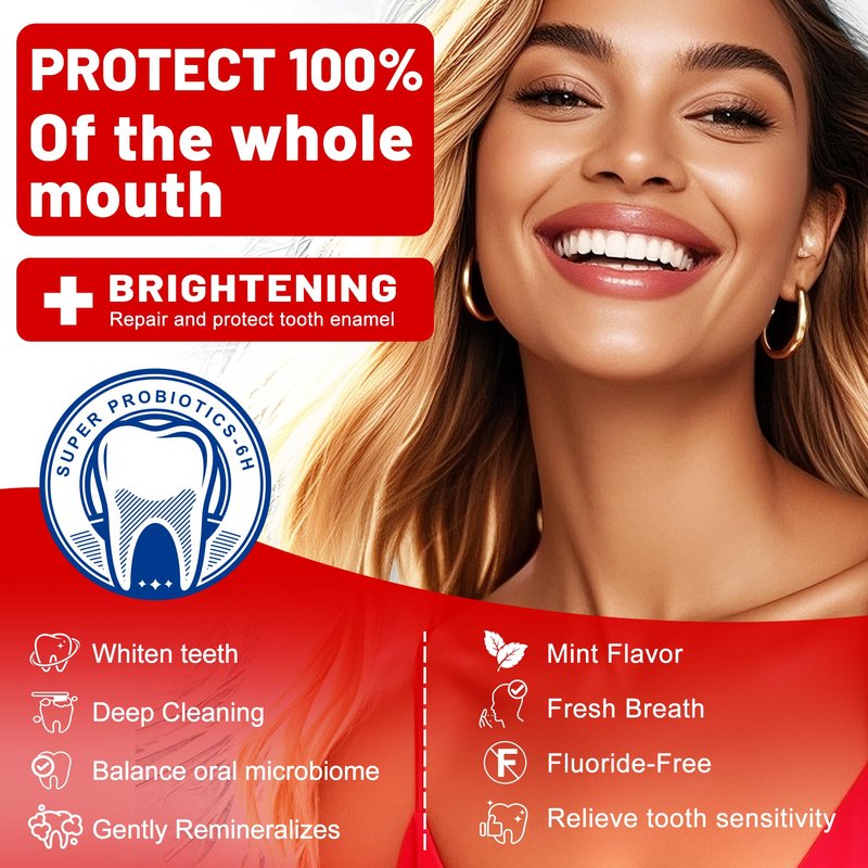 SP-8 Probiotic Whitening Toothpaste, 8 Probiotics Plus Formula for Teeth Whitening, Strengthening and Enamel Protection，Mint Flavor, Fresh Breath, Fluoride-Free (3)
