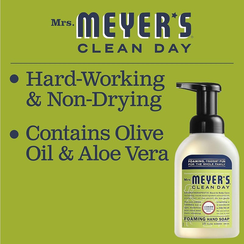 Mrs. Meyer's Foaming Hand Soap - Lemon Verbena Scent | 10 fl oz (Pack of 6)