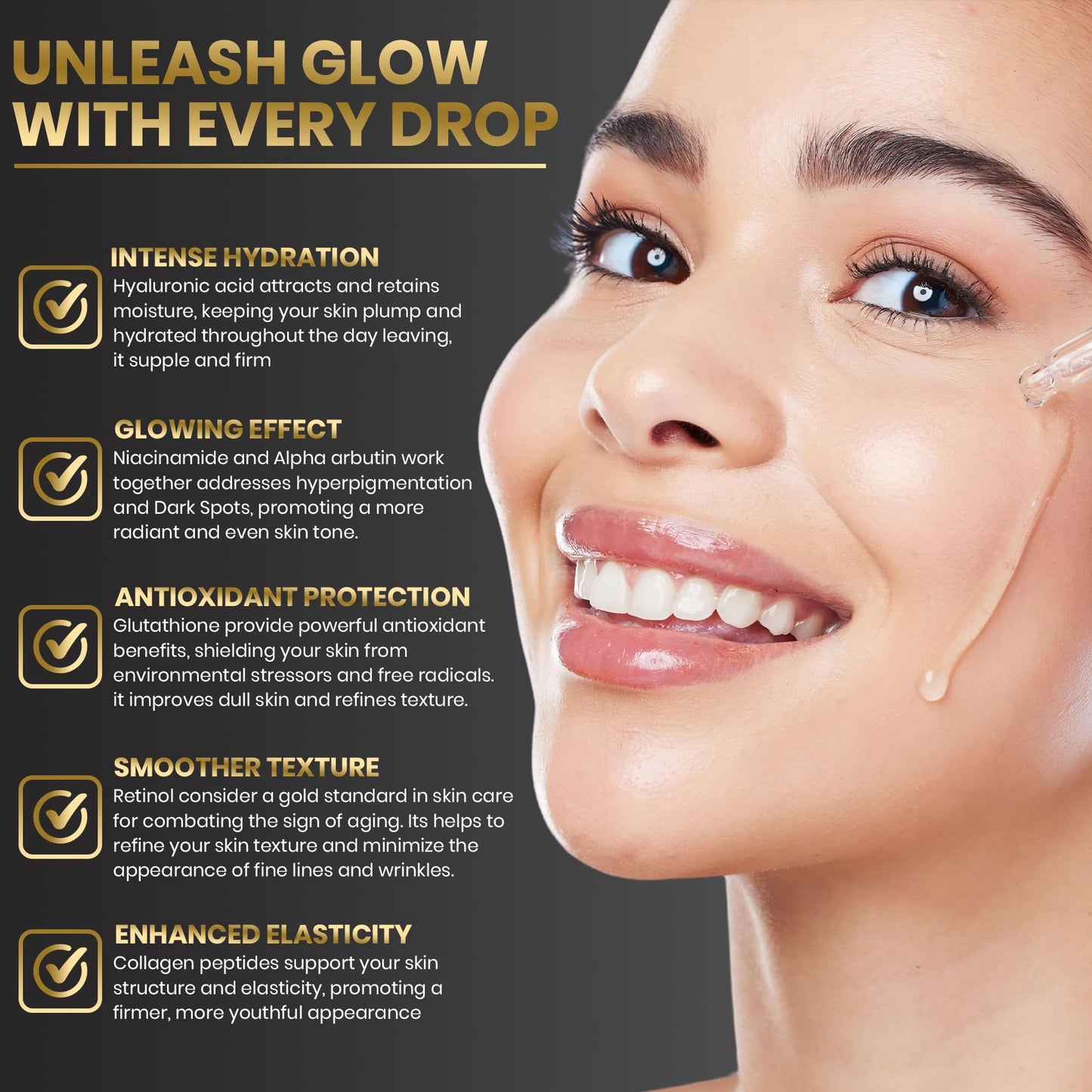 GLOWÍNCE Hydrating Repair & Glow Face Serum with 10% Niacinamide + 5% Vitamin C (MAP), 1.5% HA & Glutathione – Brightening & Dark Spot Corrector – targets hyperpigmentation – Antioxidant-Rich – 30ml
