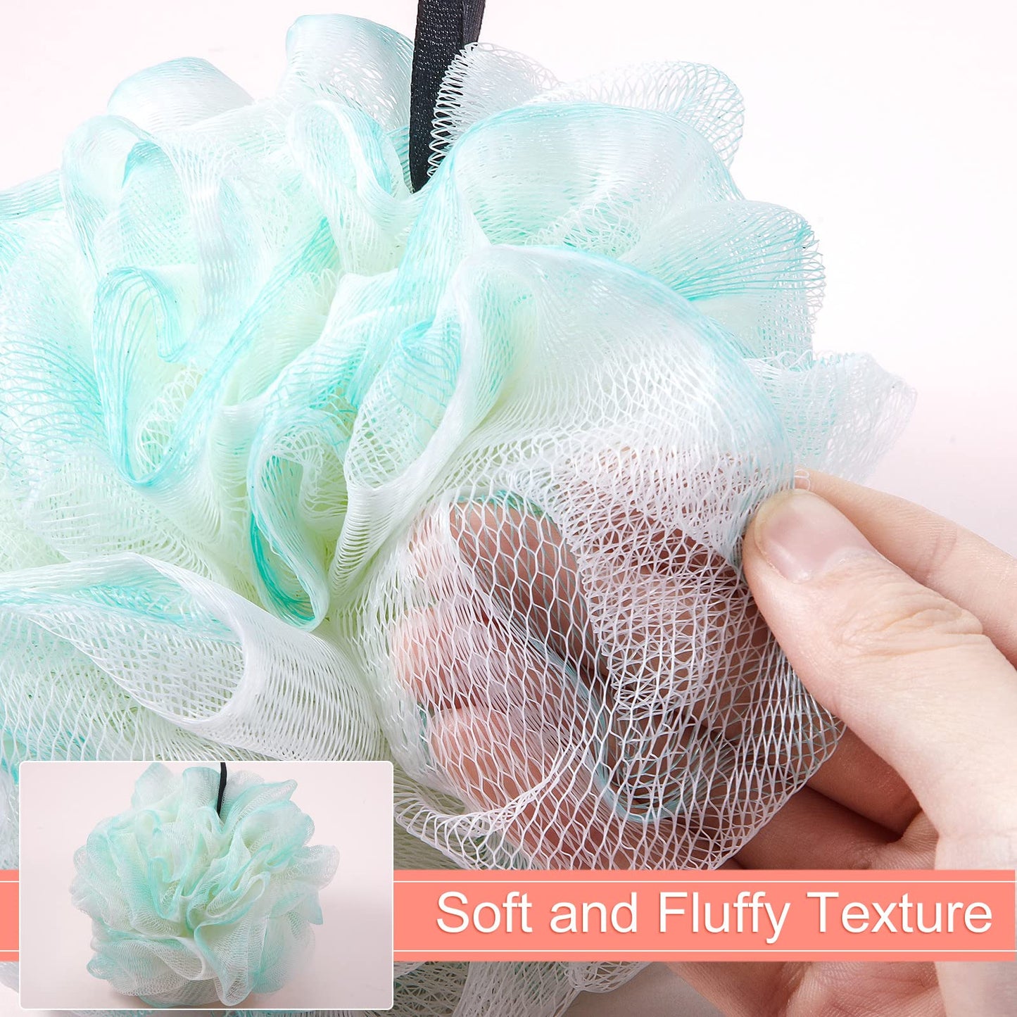 Sunnyray 24 Pack Shower Loofah Bath Sponge Bulk Soft Loofah Exfoliating Body Scrubber Mesh Shower Puff Pouf Ball for Women and Men Bathroom