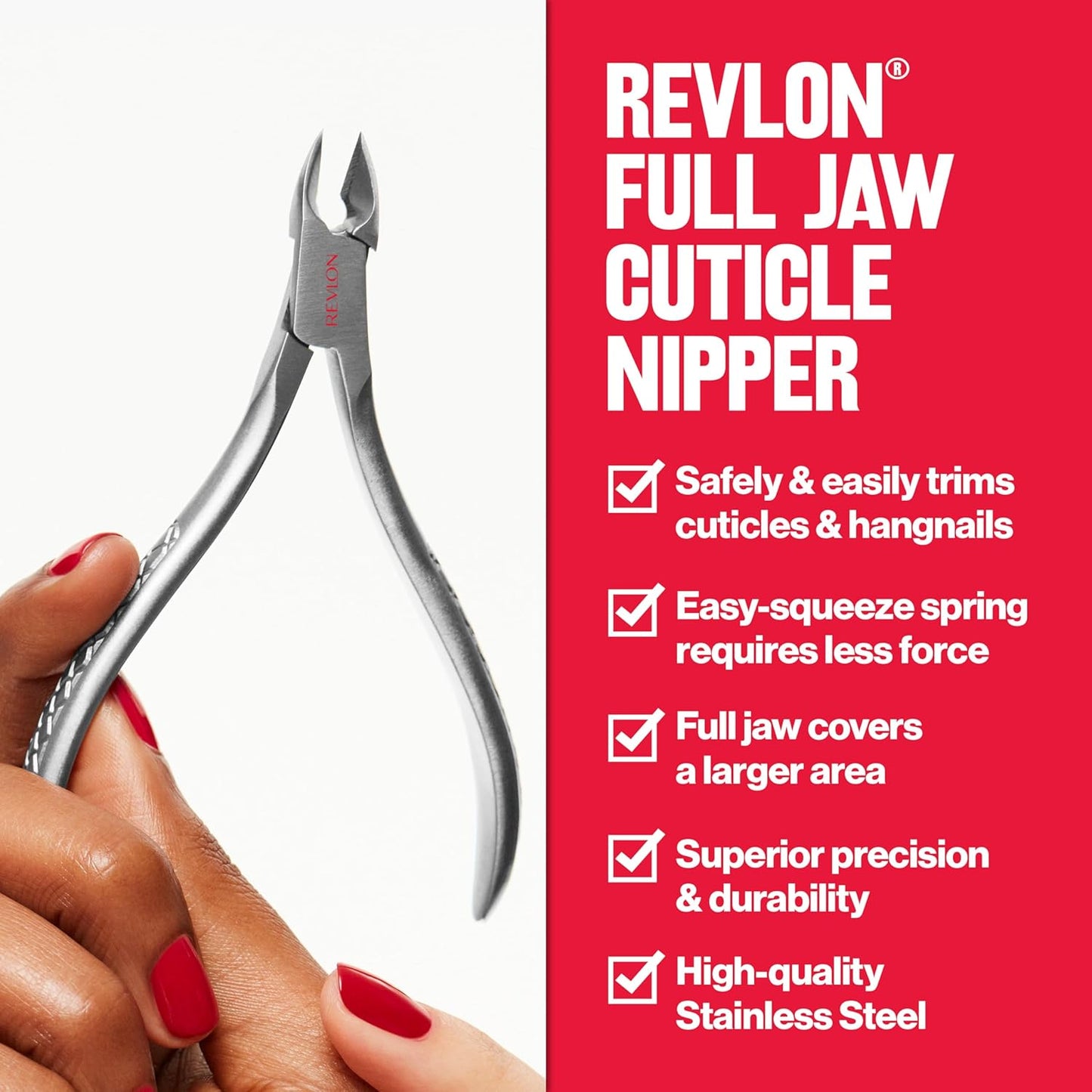 Revlon Cuticle Nipper - Precision Stainless Steel Manicure Tool for Nail Care | Easy-Squeeze Design, 1 Count