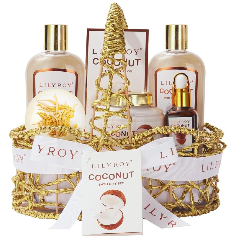 Coconut Bath and Body Gift Basket Set - Spa Kit for Men & Women | Perfect for Father's Day, Mother's Day, Birthdays & Holidays