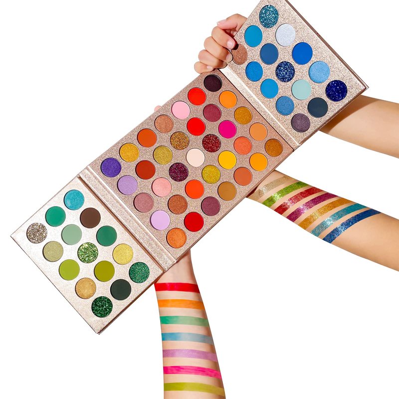 VERONNI 65 Colors Professional Eyeshadow Palette, Highly Pigmented Glitter Metallic Shimmer Matte Makeup Palettes Ultra Blendable Nude Bright color Natural board Make Up Palletes（Rose Gold）